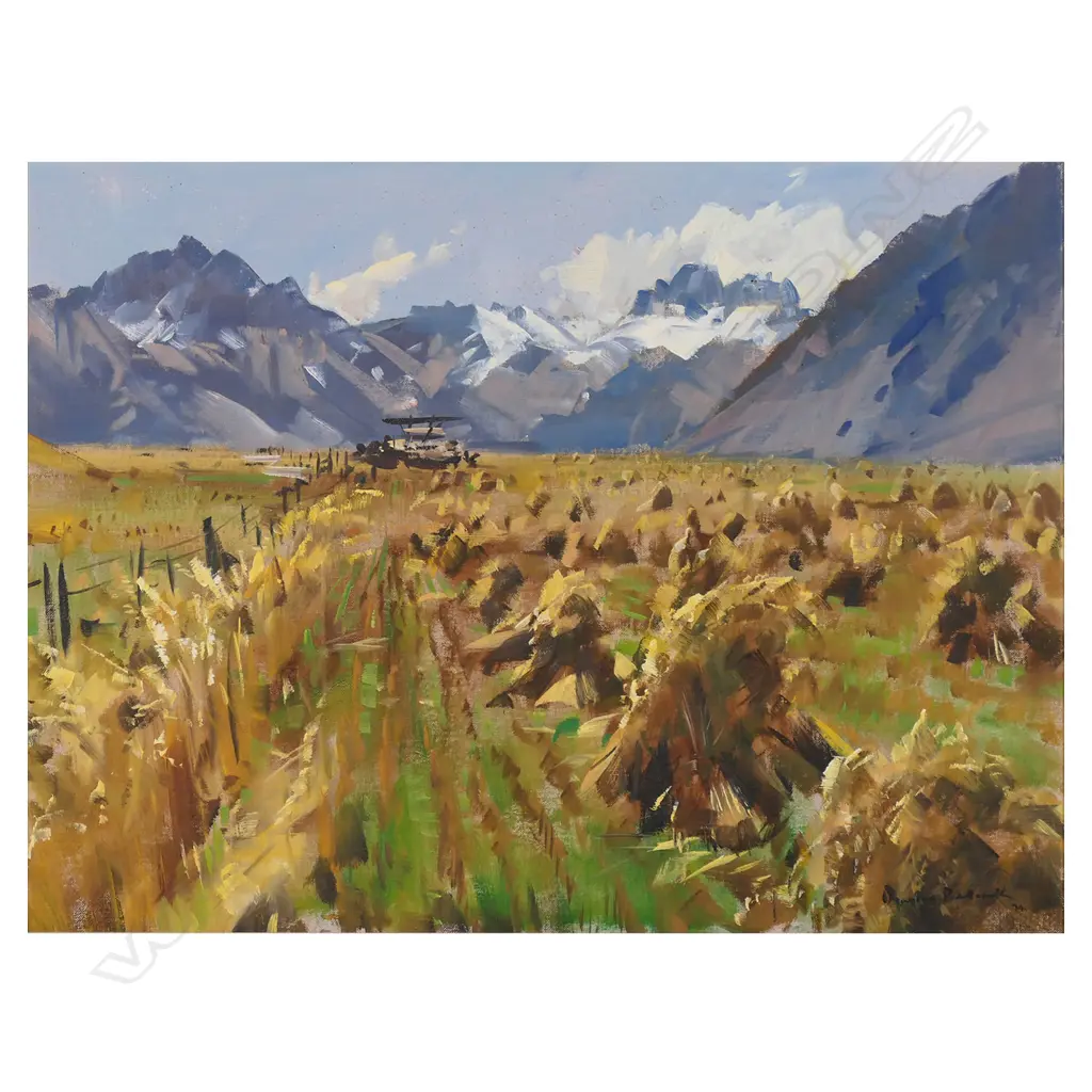 Douglas Badcock (NZ 1922-2009) Oat Crop Upper Ahuriri Valley Sth Canty NZ, Image 1++