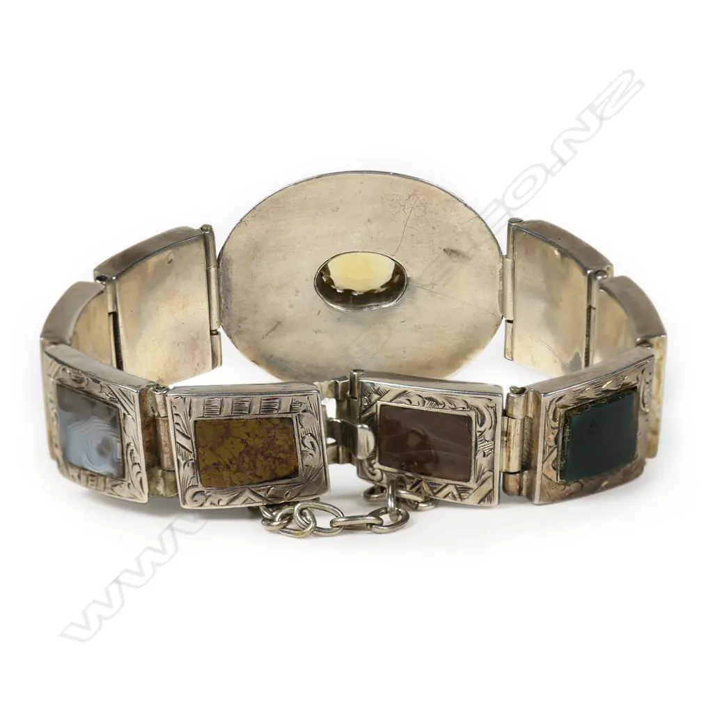 A good c.1900 silver agate and citrine set bracelet, Image 1++
