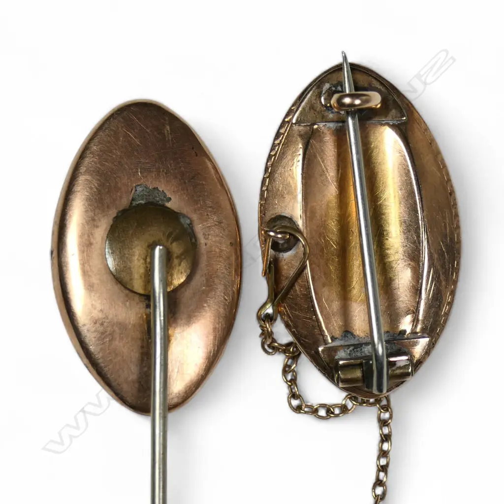 Two early 19thC hand painted on ivory mourning items, Image 1++
