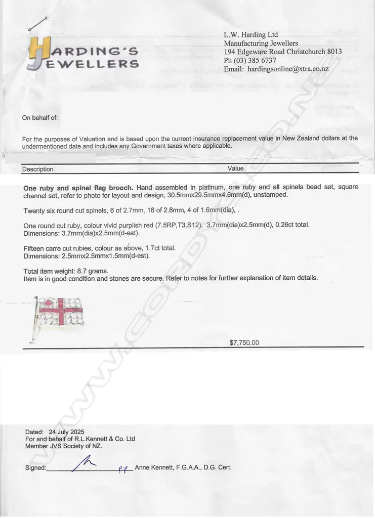 A vintage platinum ruby and spinel brooch, Image 1++