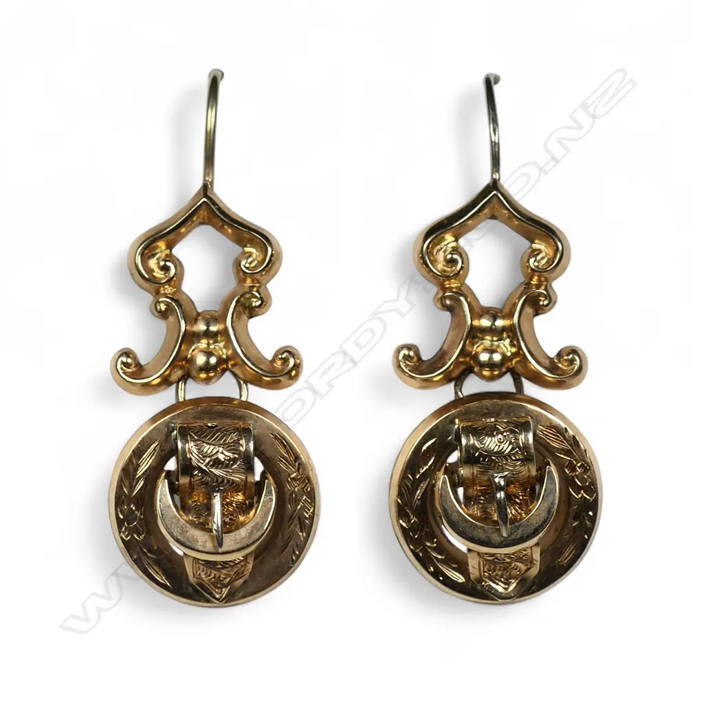 A pair of Victorian 9ct gold drop earrings, Image 1++
