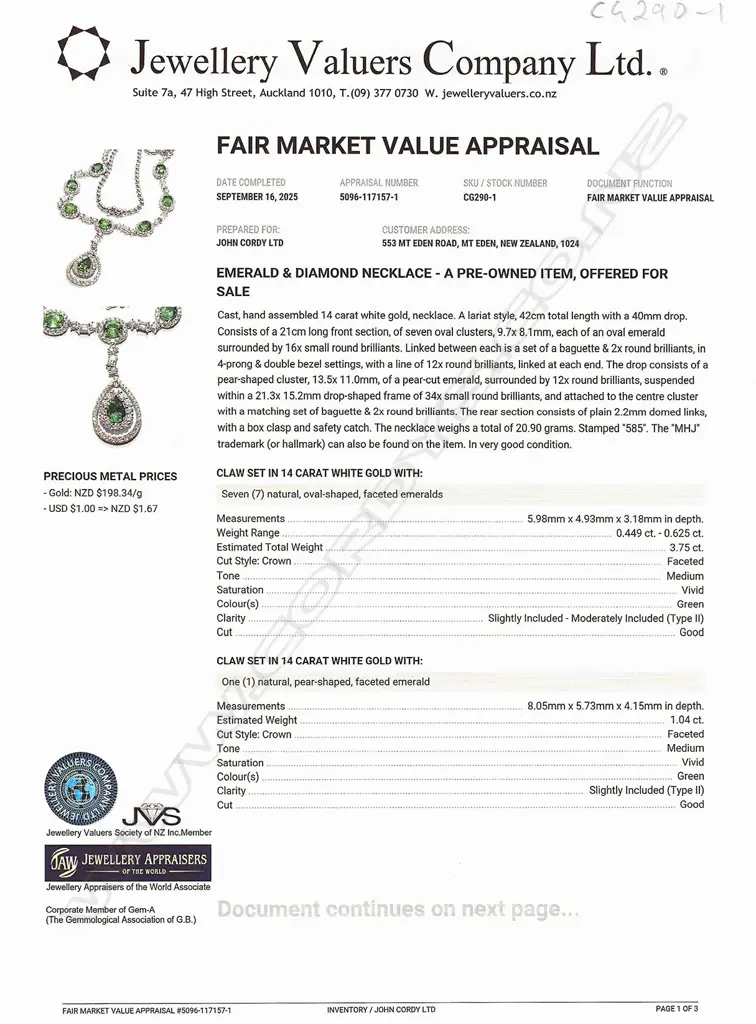 An impressive 14ct white gold emerald and diamond necklace, Image 1++