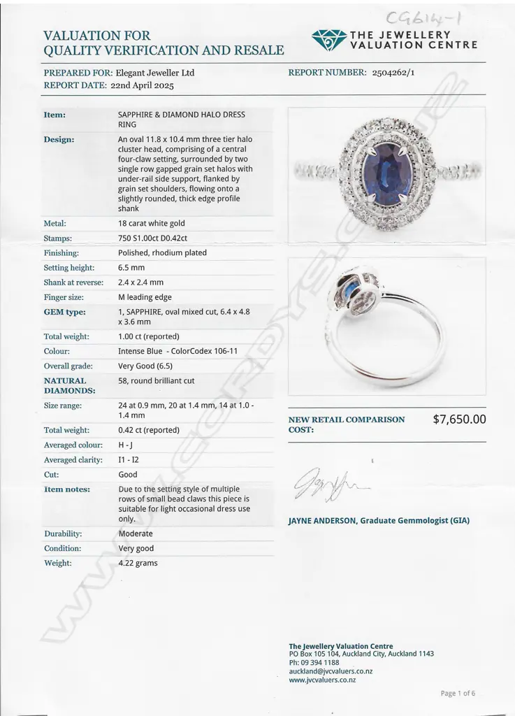 An 18ct white gold sapphire and diamond double halo ring, Image 1++