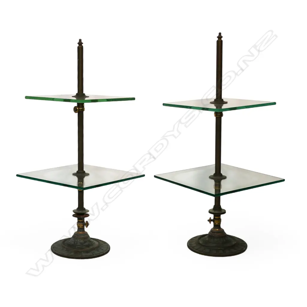 A pair of Edwardian Harris & Sheldon gilt brass and glass confectionary display stands, Image 1++