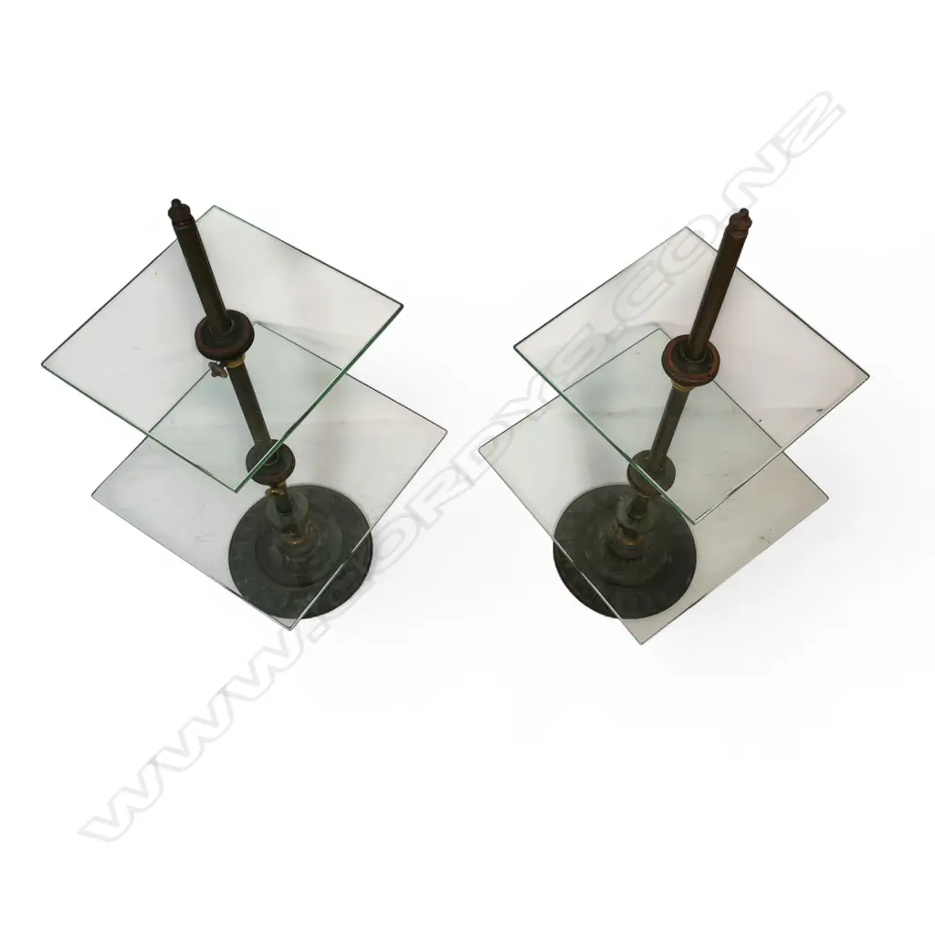 A pair of Edwardian Harris & Sheldon gilt brass and glass confectionary display stands, Image 1++