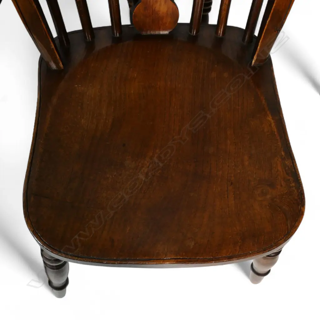 A set of eight Victorian oak and elm country wheel back Windsor chairs, Image 1++