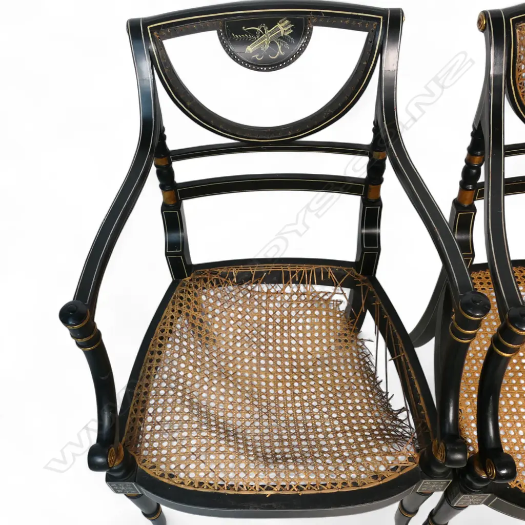 A pair of Regency style quality ebonised armchairs, Image 1++