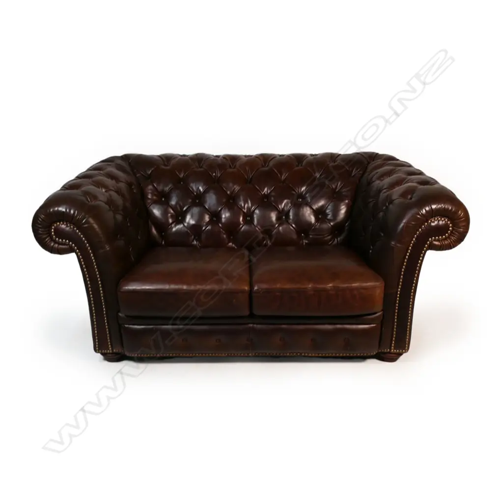 A Lazy Boy leather two-seater roll arm sofa, Image 1++