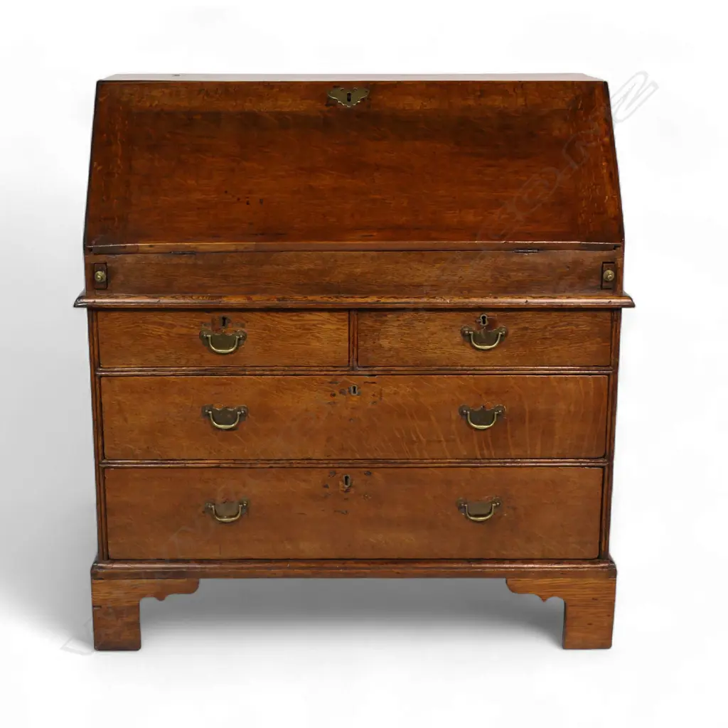 A provincial George II oak fall front bureau, Image 1++