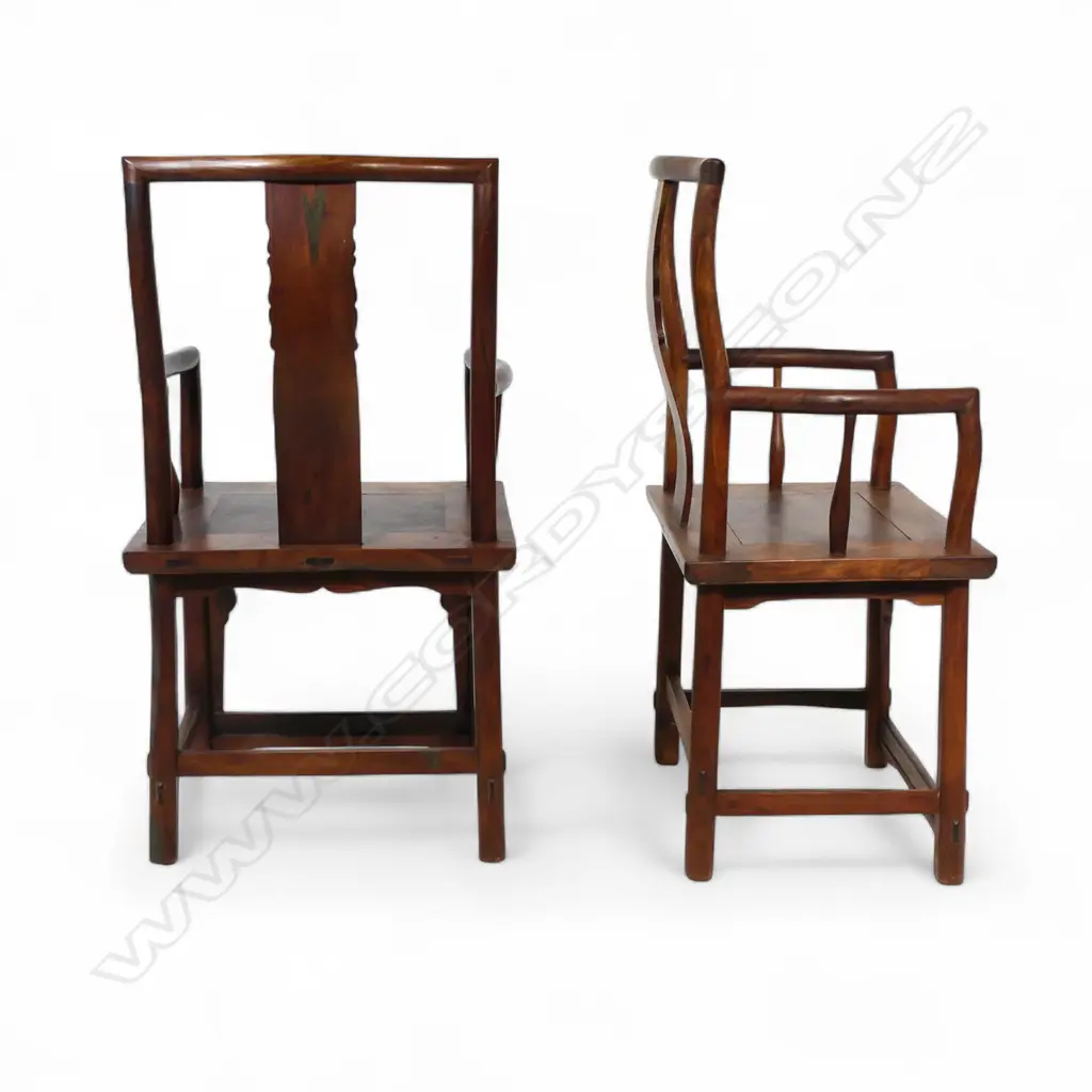 A Pair of old Chinese huanghuali official's arm chairs, Image 1++