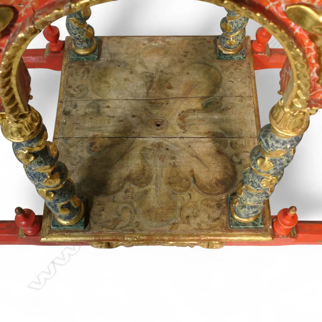 An uncommon 19thC European ornate religious processional baldachin, Image 1++
