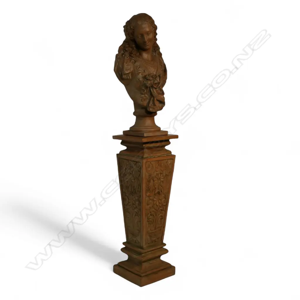 A terracotta bust of a classical woman, Image 1++