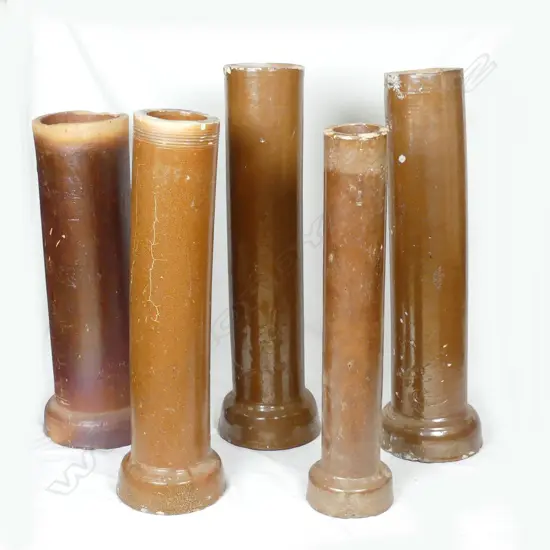 Five colonial pottery drainpipes