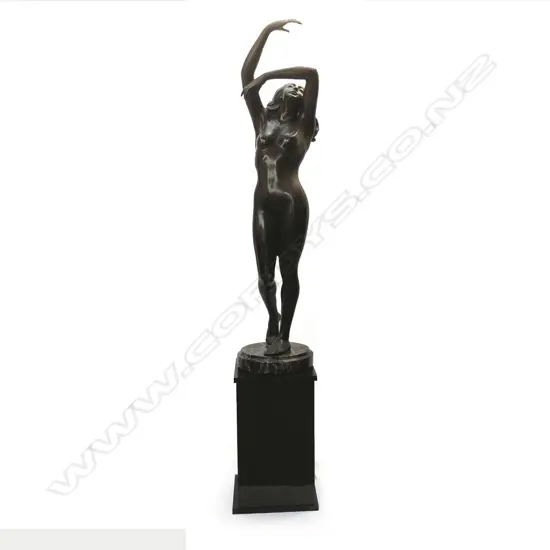 An impressive classical style 20thC large bronze naked woman sculpture