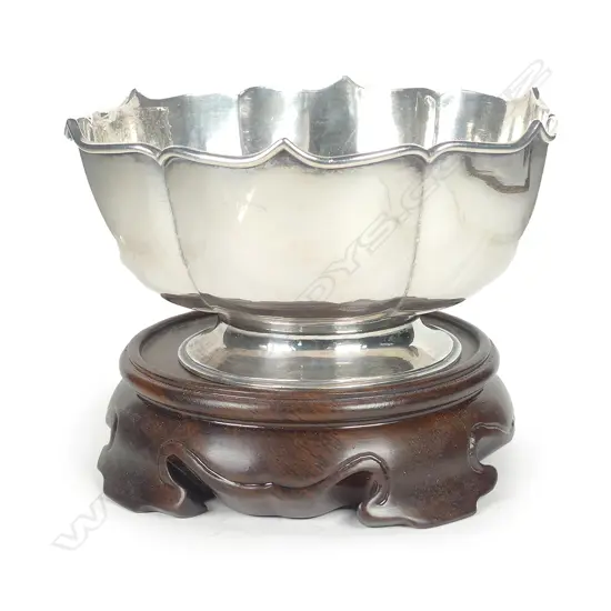 A Wang Hing Chinese silver lotus bowl