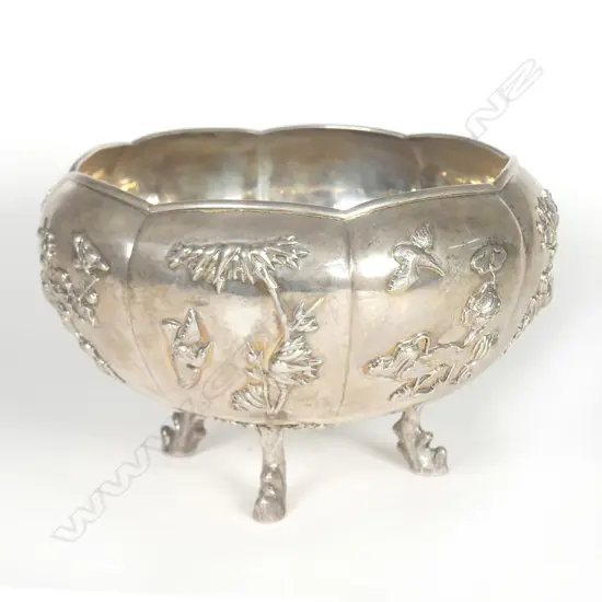 A Chinese silver rose bowl