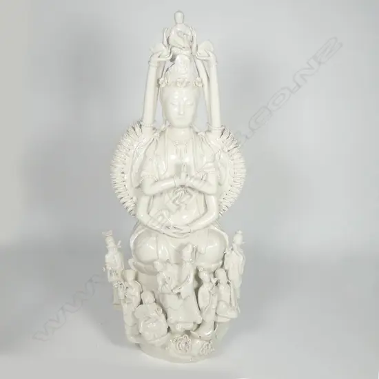 A large blanc-de-chine Kuanyin figure
