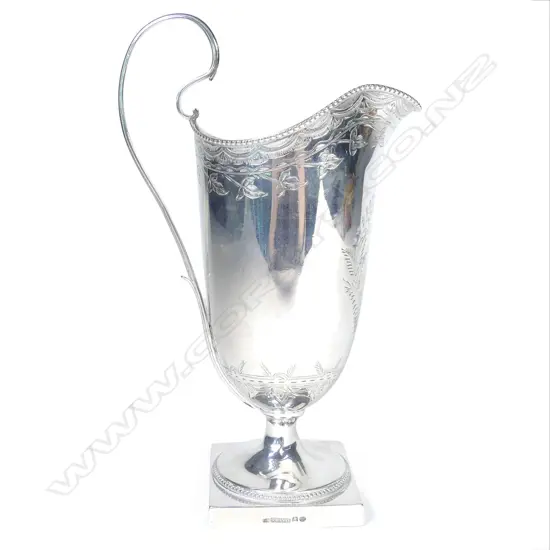 A rare 19thC New Zealand Frank Grady silver tall pedestal cream jug