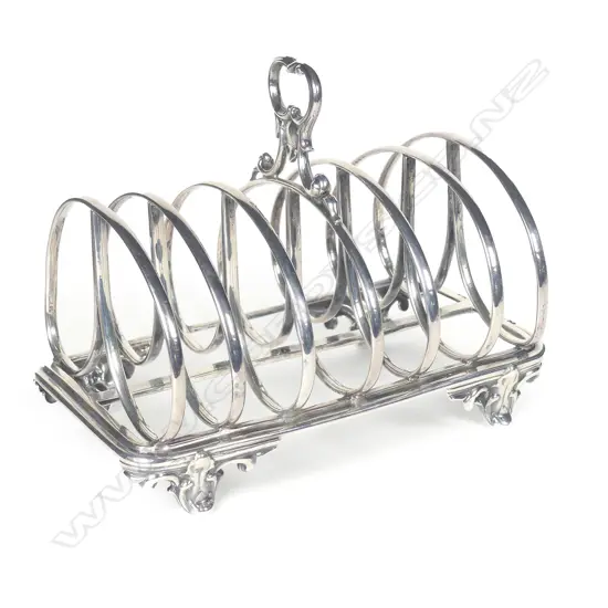 A Victorian silver six slice toast rack