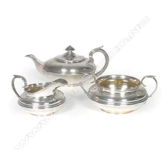 A William IV silver three-piece tea-set