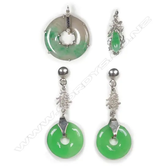 Two jadeite and diamond pendants