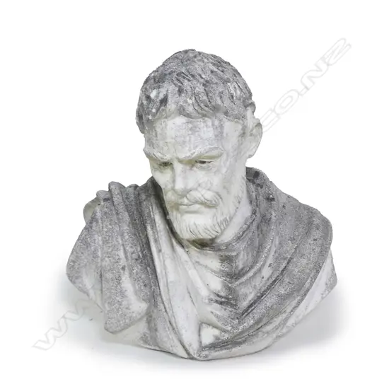 A vintage concrete bust of the sculptor Michelangelo