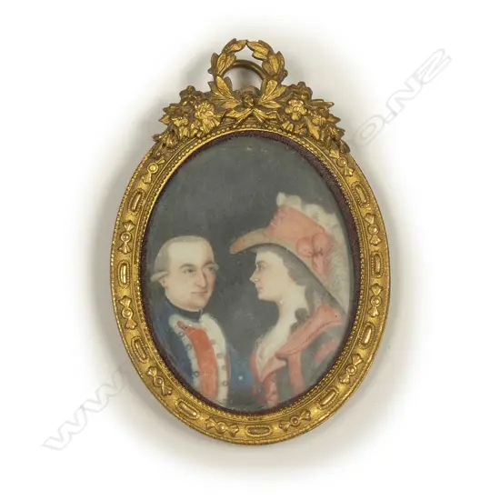 An 18th/19thC portrait miniature reputedly of the William and Hester Pitt