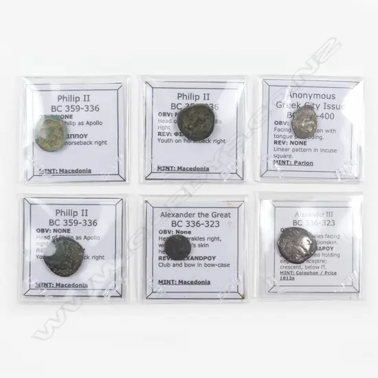 Six ancient Greek coins