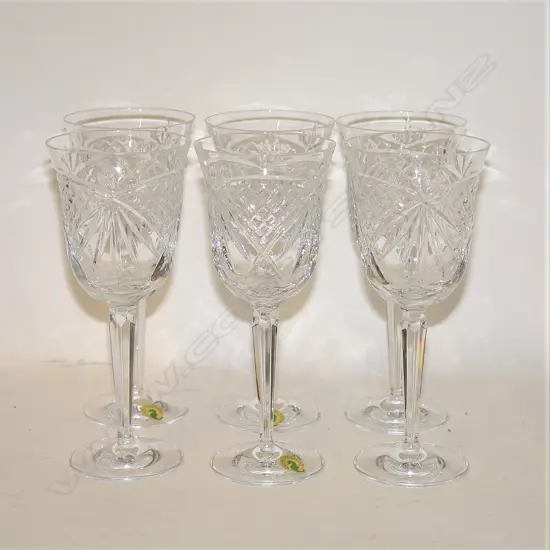 A set of six Waterford crystal wine glasses