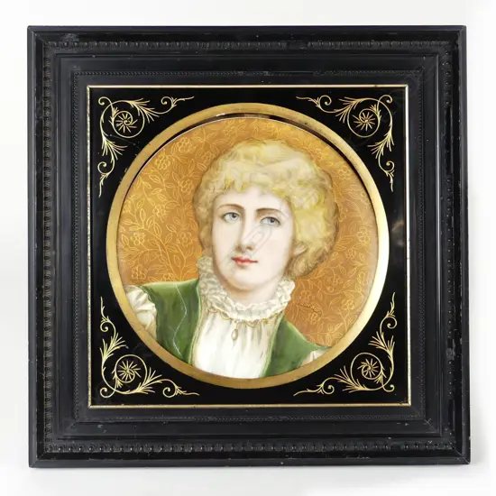 An Aesthetic Movement portrait hand painted on porcelain plate