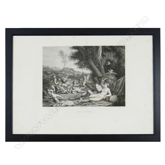 A 19thC French steel engraving 'Mars et Vénus'