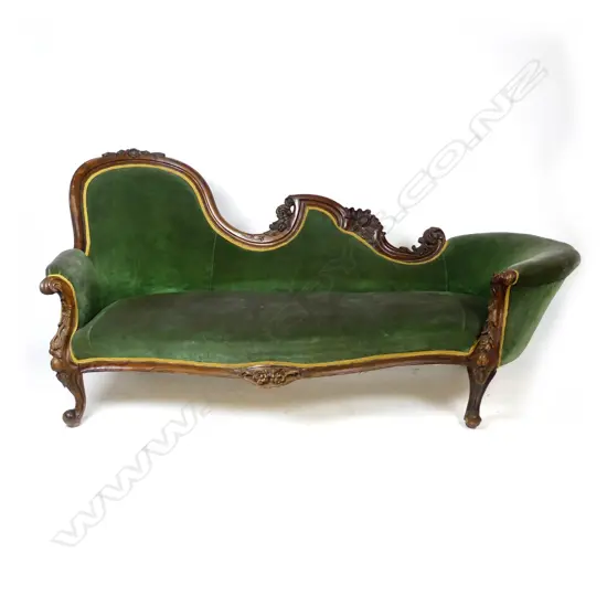 A Victorian mahogany scroll arm chaise longue