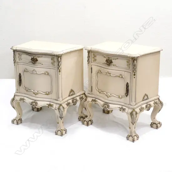 A pair of Louis XV style bedside cabinets