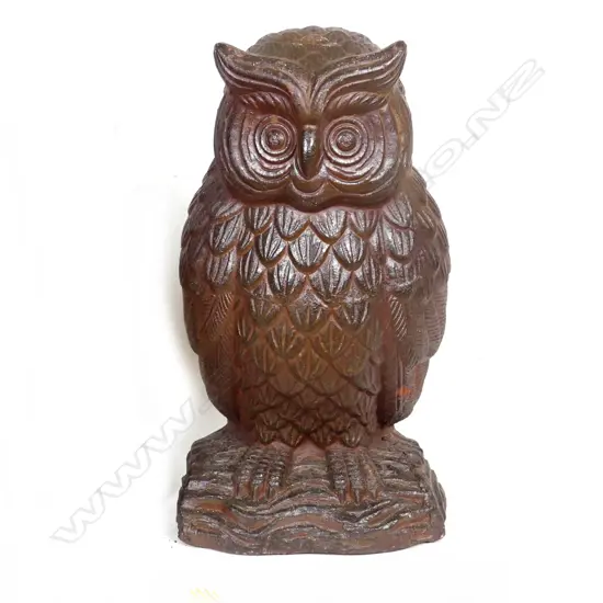 A high fired stoneware garden owl statue