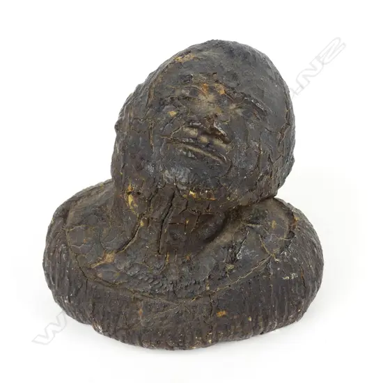 A c.1900 carved kauri gum bust of a Maori chief