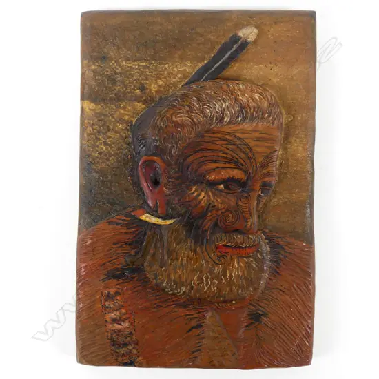 A Jane Brenkley panel portrait of a Maori chief