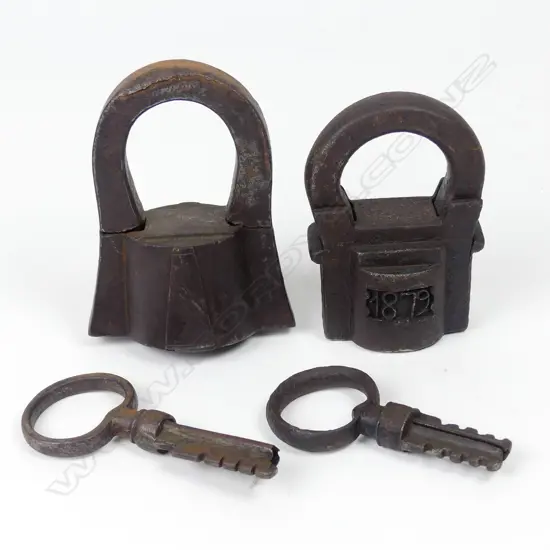 Two large 19thC Russian wrought iron padlocks