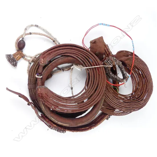 A collection of Himba tribal necklaces and belt