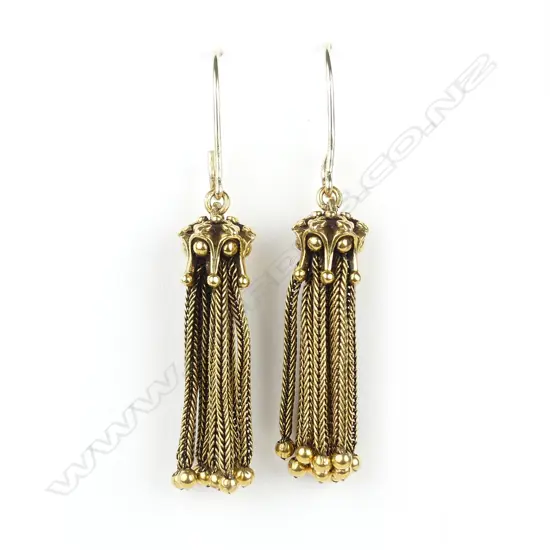 A pair of 15ct gold tassel earrings