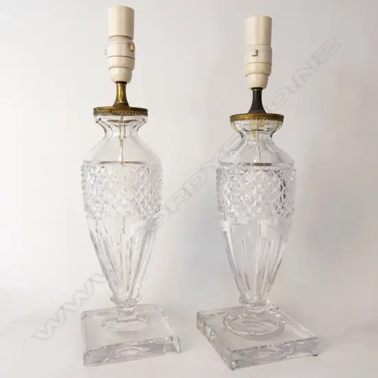 A pair of Val St. Lambert crystal table lamps