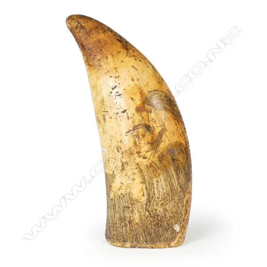 An impressive 19thC scrimshaw sperm whale's tooth
