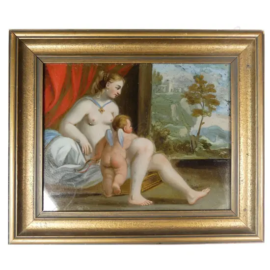 A Victorian reverse glass painting