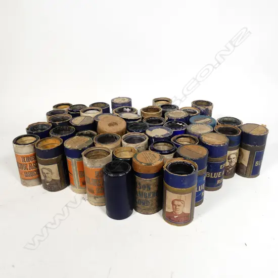 Approximately 44 Edison blue wax phonograph cylinders