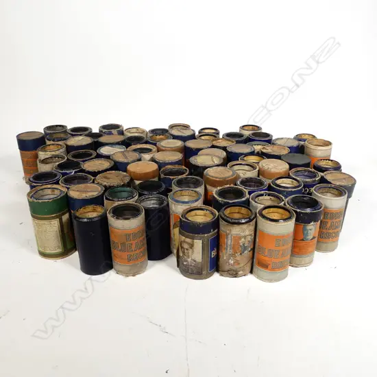 Approximately 70 Edison phonograph blue wax cylinders