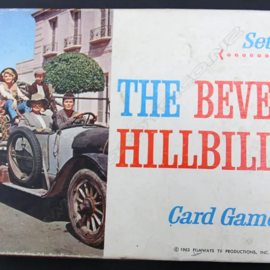 ‘The Beverley Hillbillies’ Card Game in original box with coloured character cards (play worn) with plastic playing chips and rule book by John Sands