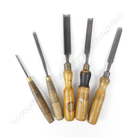 Five vintage chisels