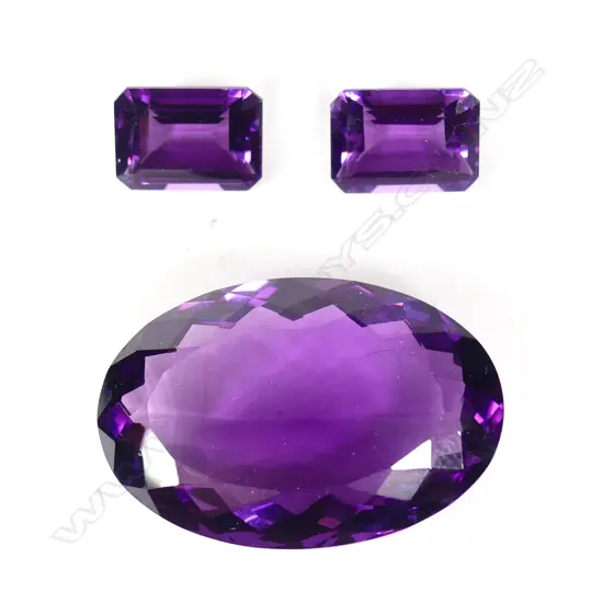 Three quality facet cut amethysts