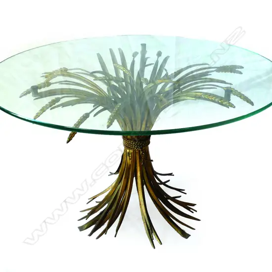 A mid-century Hollywood Regency gilt metal side table