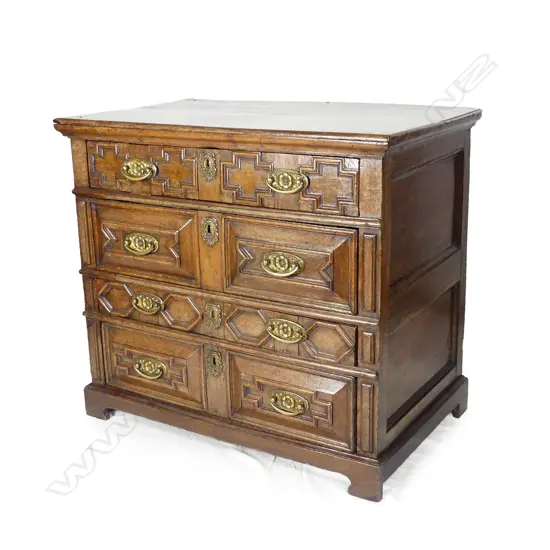 An 18thC oak four drawer chest