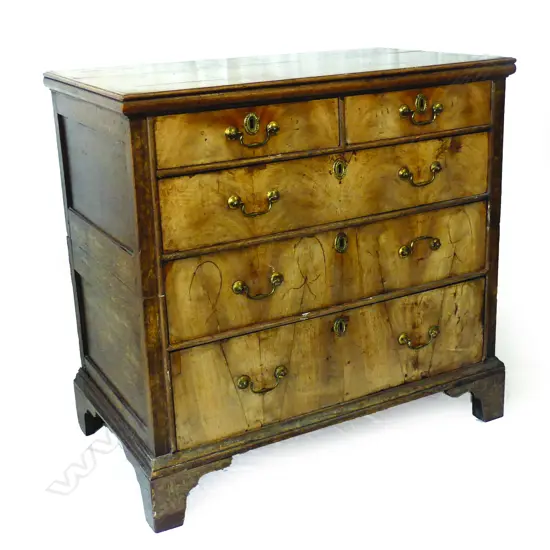 An 18th/19thC oak and mahogany five drawer chest